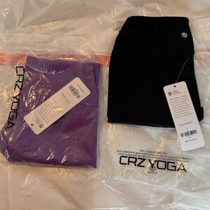 CRZ YOGA Black and Purple Leggings Duo